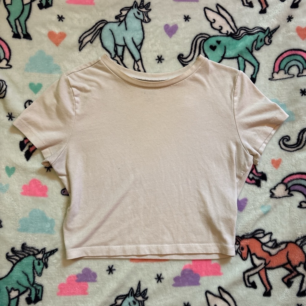 Wild Fable Womens' Short Sleeve White Cropped Tee